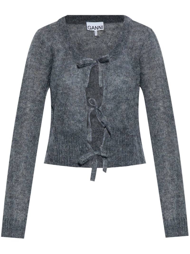 GANNI self-tie fastening cardigan - Grey von GANNI