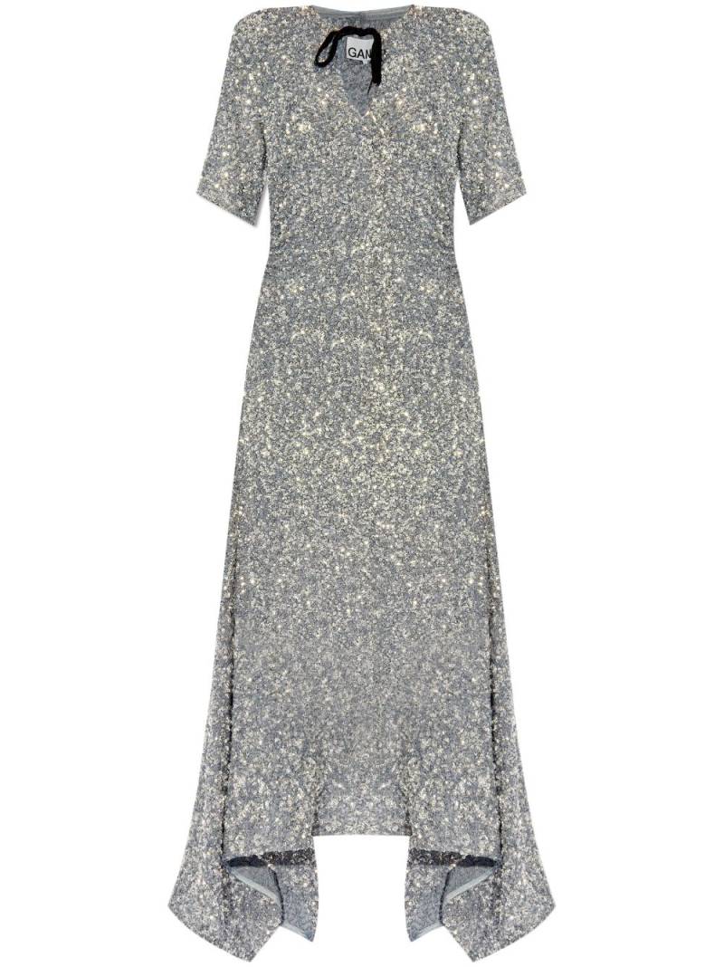 GANNI sequin-embellished maxi dress - Silver von GANNI