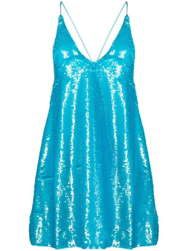 GANNI sequin slip mini dress - Blue von GANNI