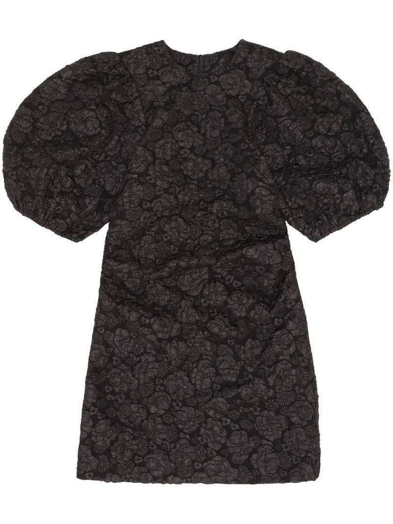 GANNI short-sleeve jacquard minidress - Black von GANNI