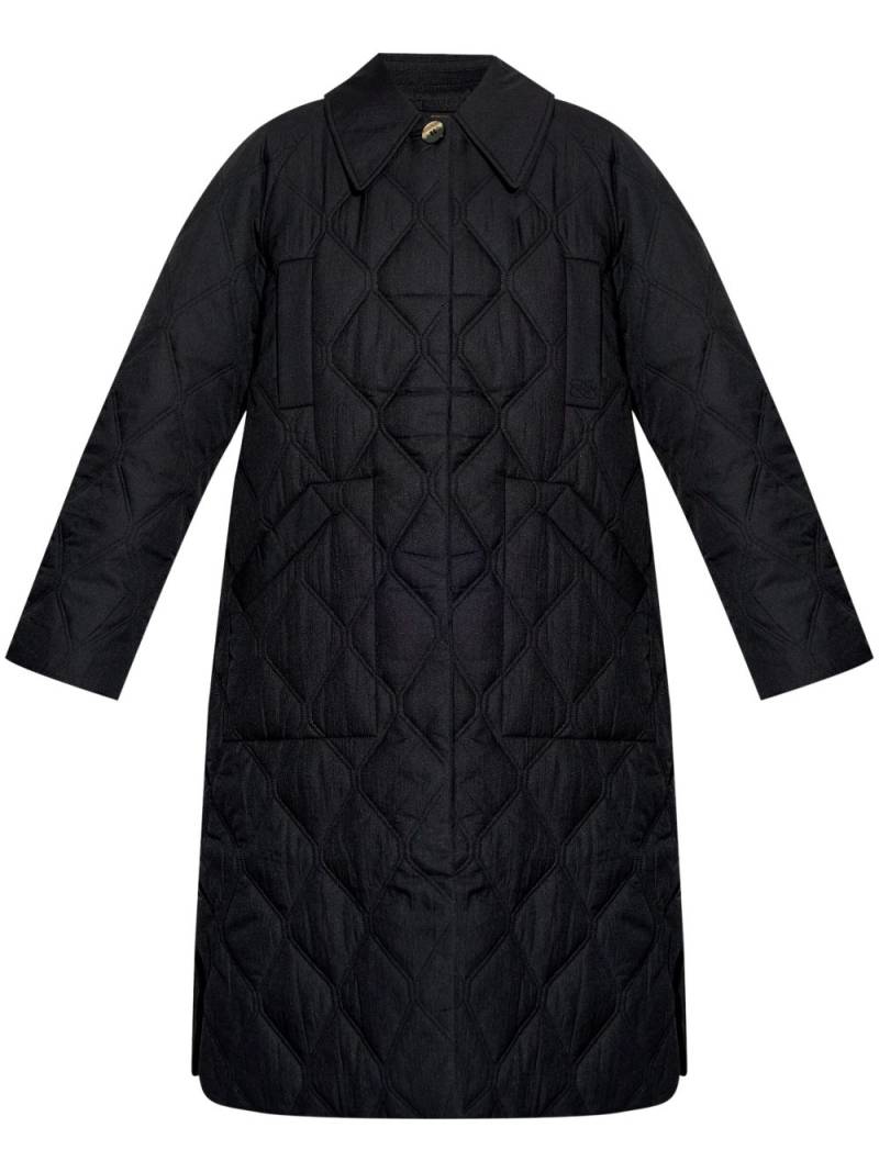 GANNI single-breasted quilted jacket - Black von GANNI