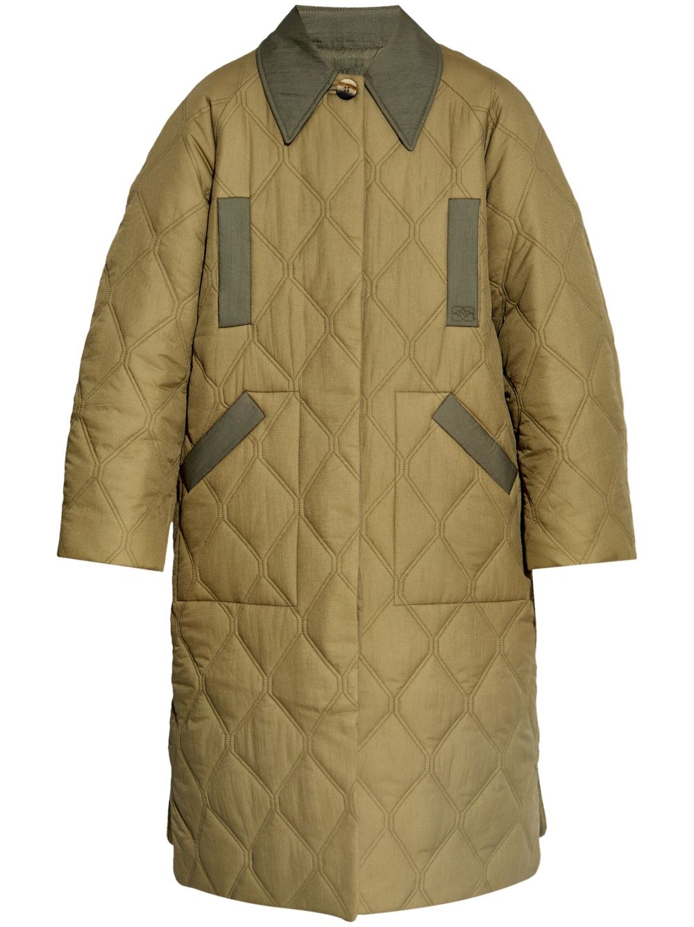 GANNI single-breasted quilted jacket - Green von GANNI