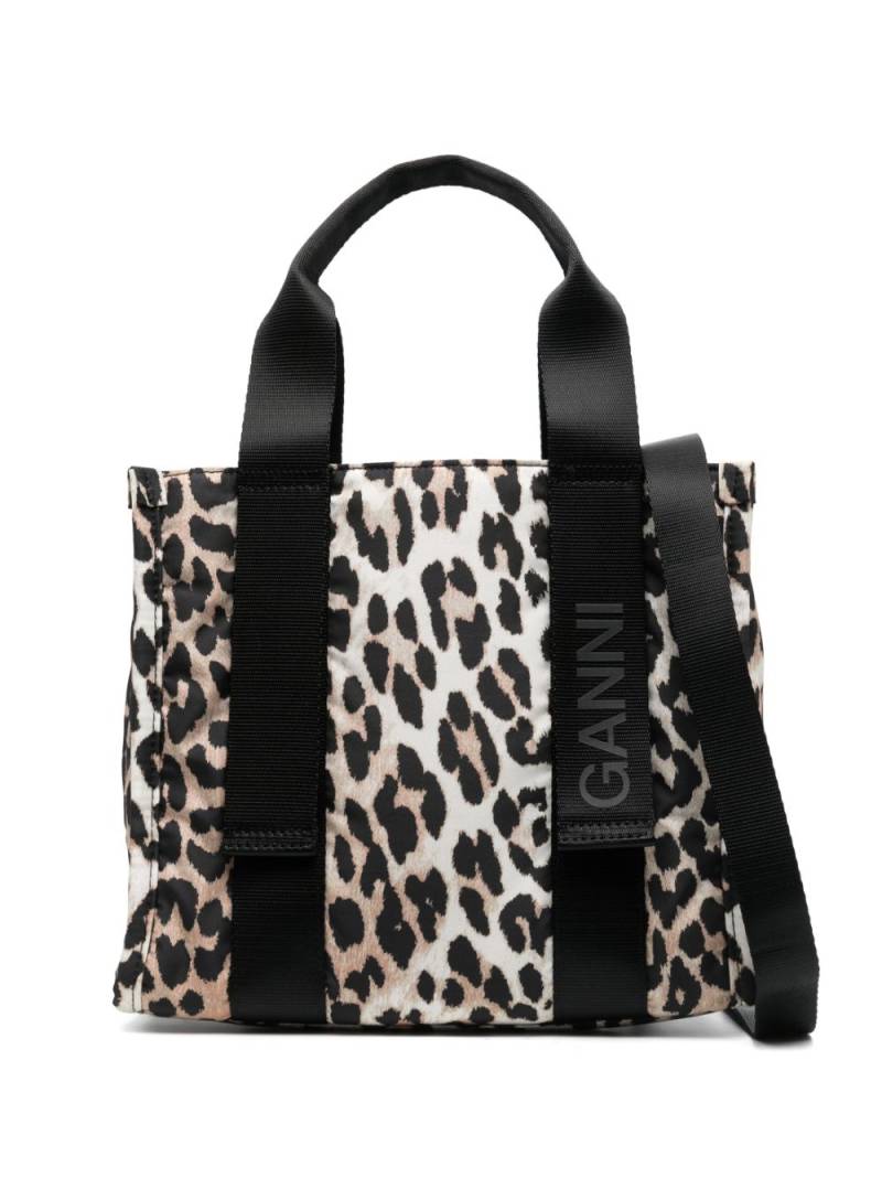 GANNI small Leopard Tech tote bag - Neutrals von GANNI