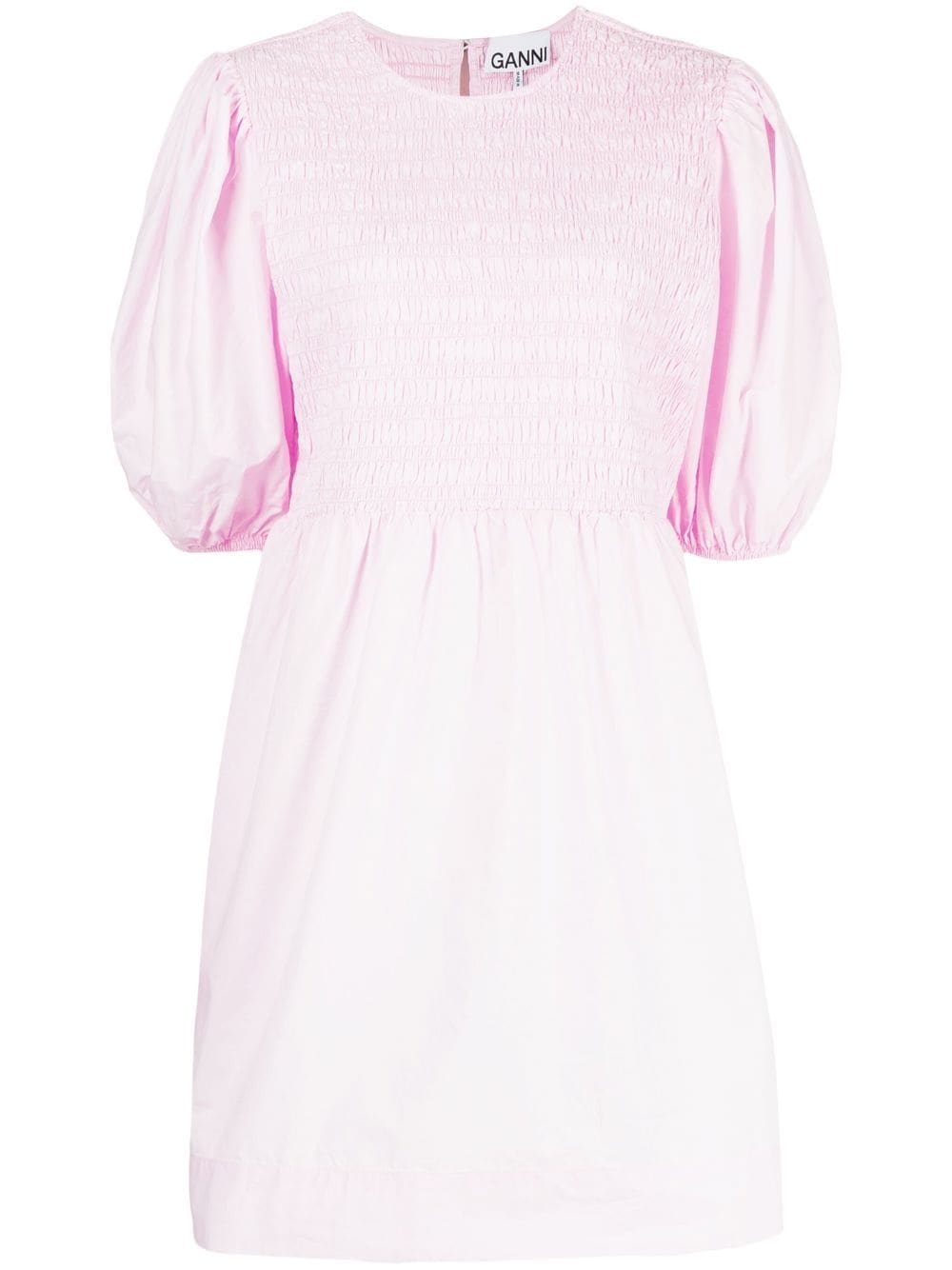 GANNI smocked organic cotton mini dress - Pink von GANNI