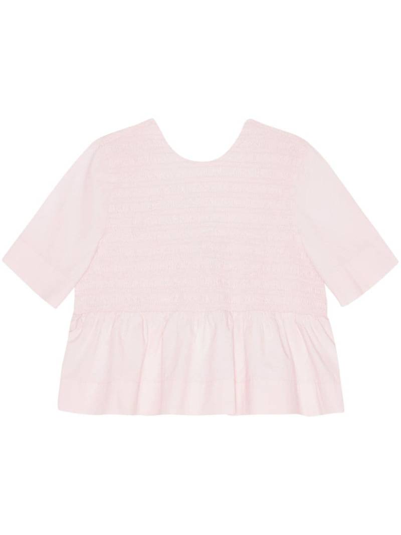 GANNI smocked-panelling poplin blouse - Pink von GANNI