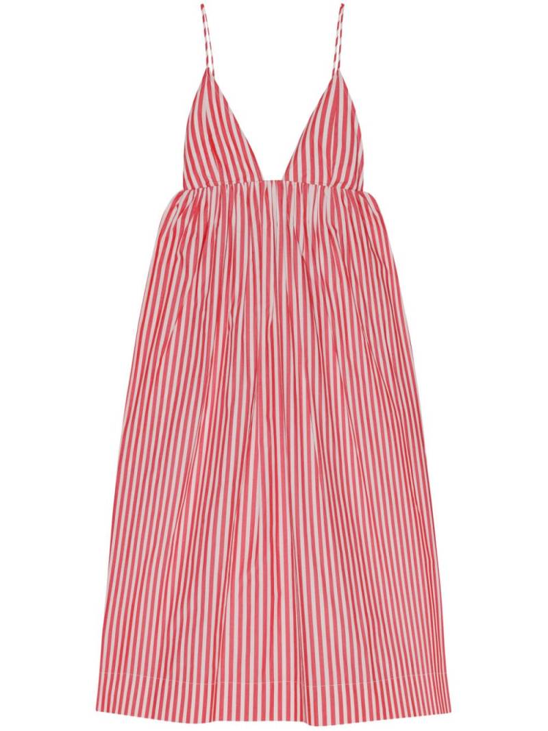 GANNI striped V-neck dress - Red von GANNI