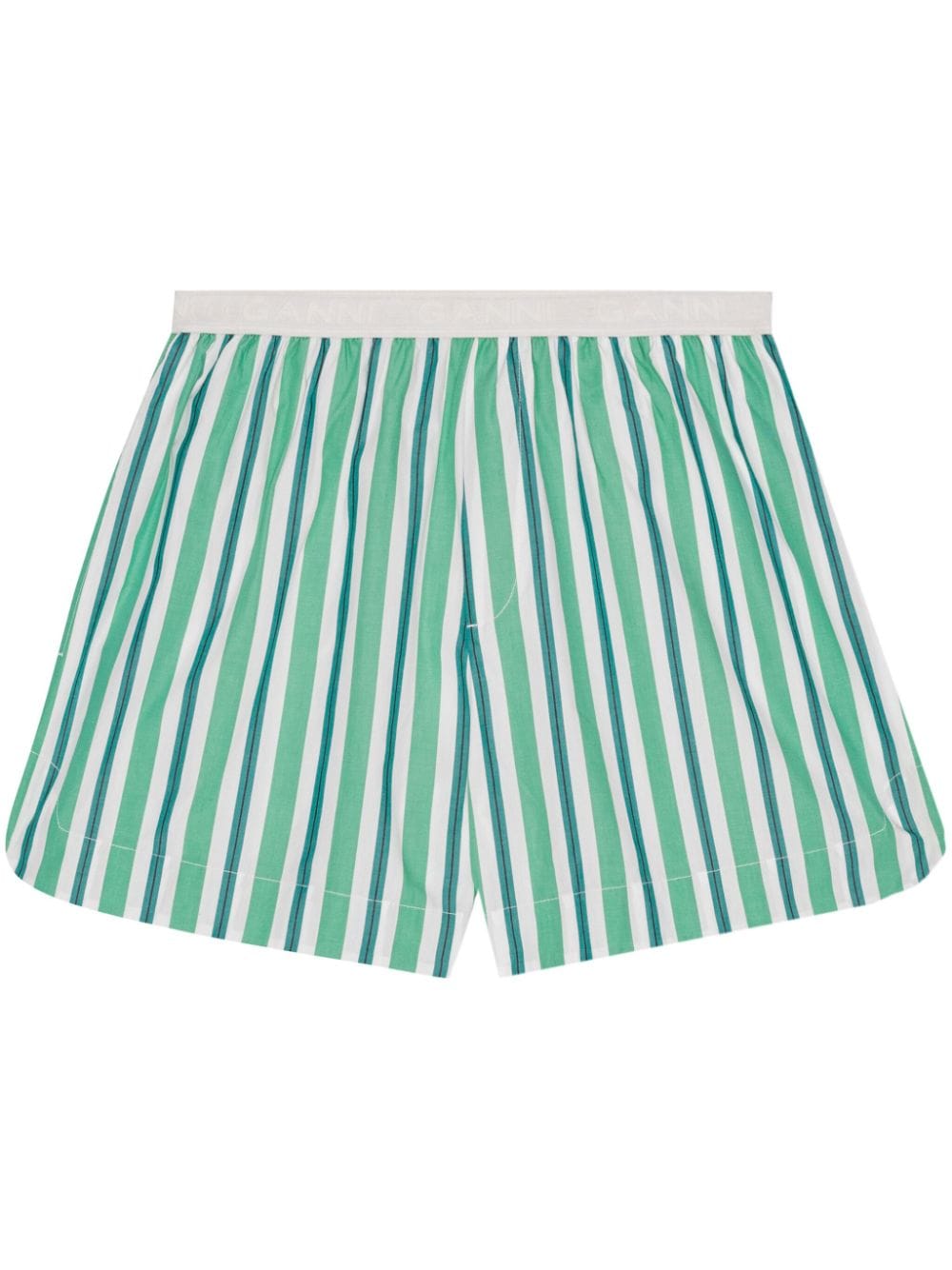 GANNI striped cotton mini shorts - Green von GANNI