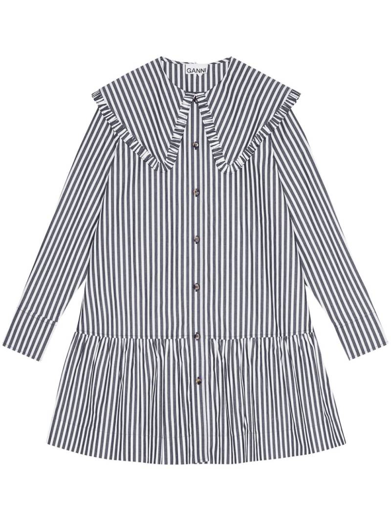 GANNI striped cotton shirt dress - Black von GANNI