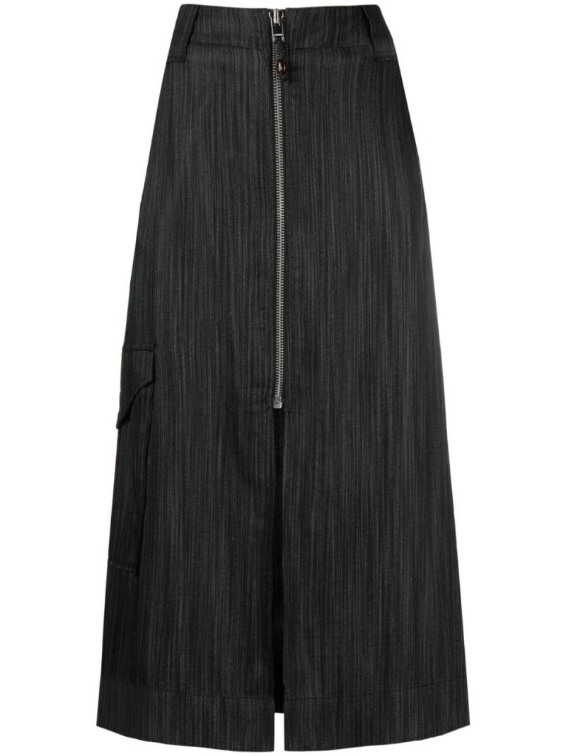 GANNI striped low-rise midi skirt - Black von GANNI