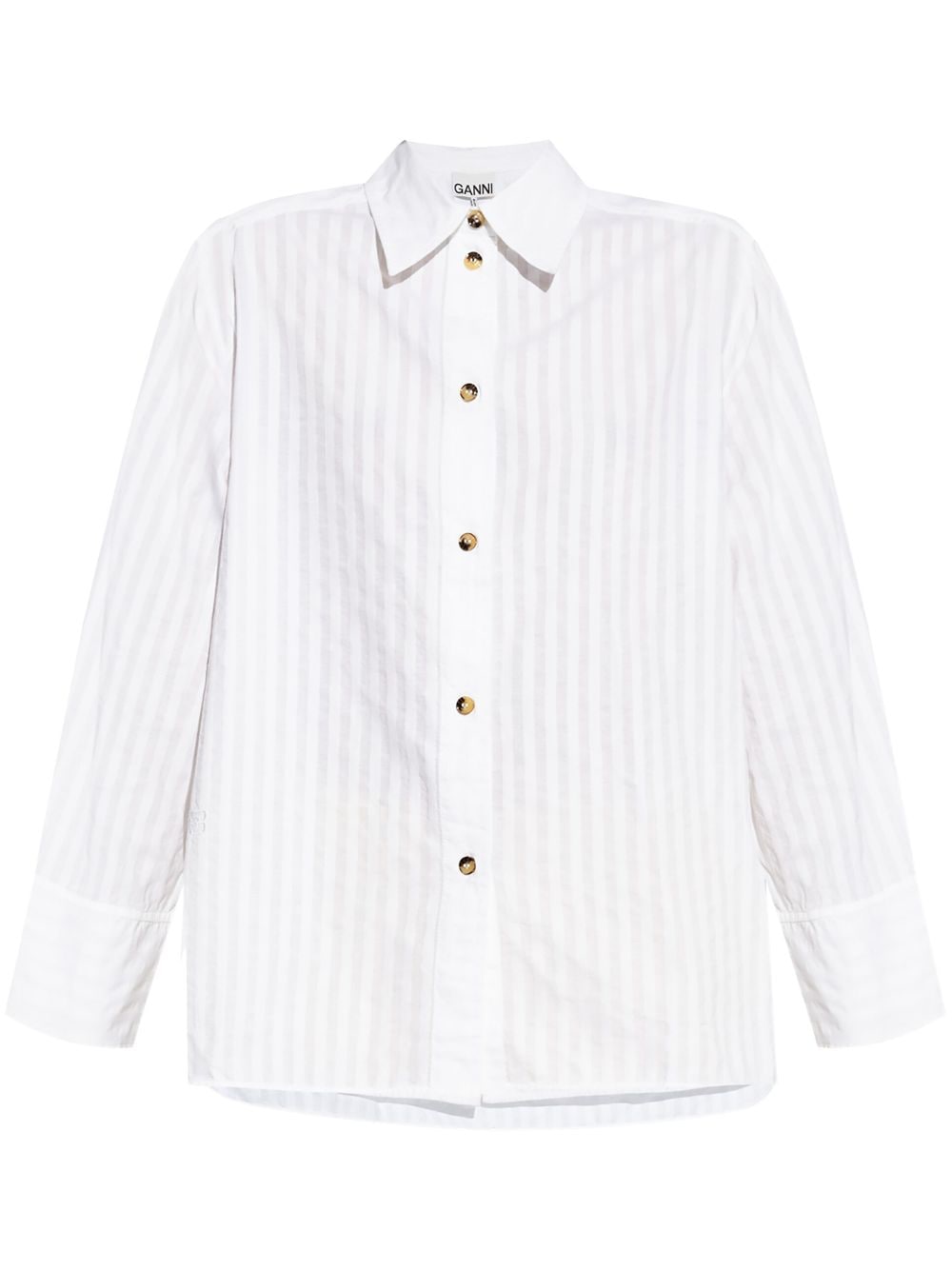 GANNI striped organic-cotton shirt - White von GANNI