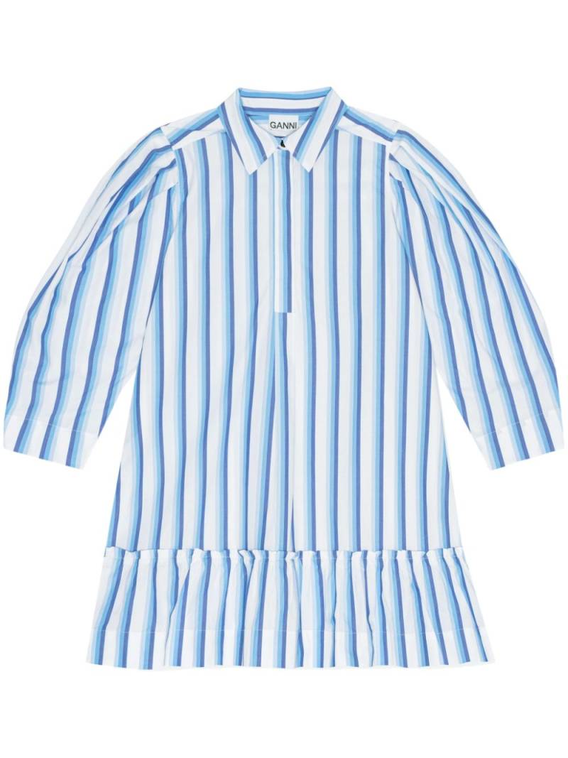 GANNI striped organic cotton shirtdress - White von GANNI