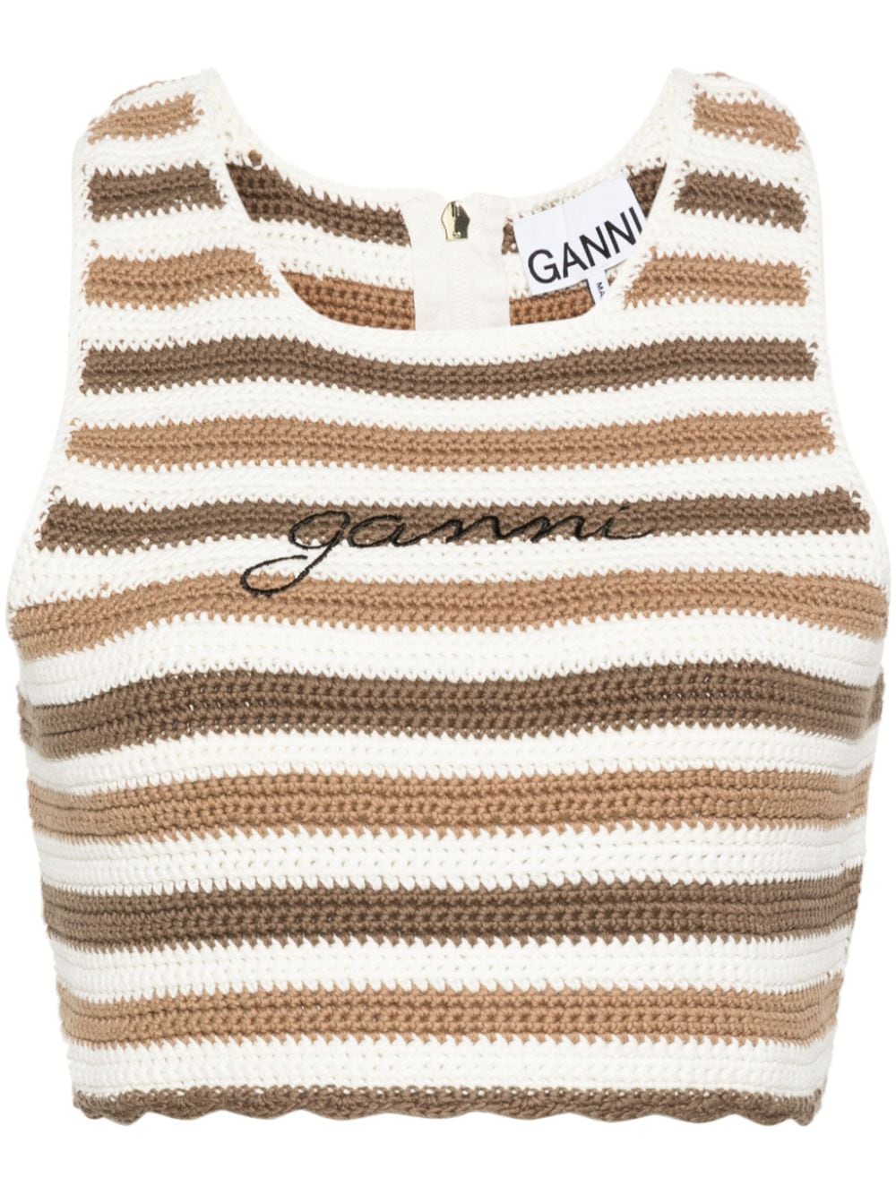 GANNI striped organic cotton tank top - Brown von GANNI