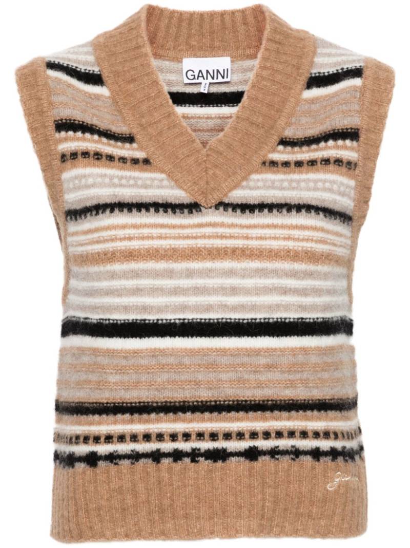 GANNI striped sleeveless jumper - Neutrals von GANNI