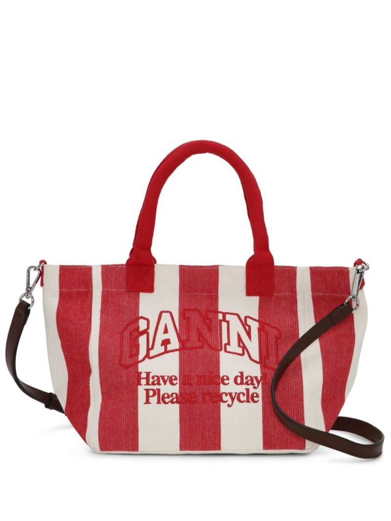 GANNI striped tote bag - Red von GANNI