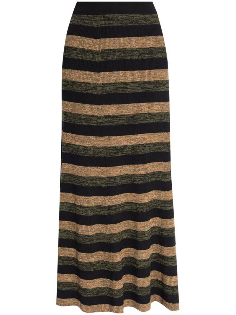 GANNI striped wool midi skirt - Black von GANNI