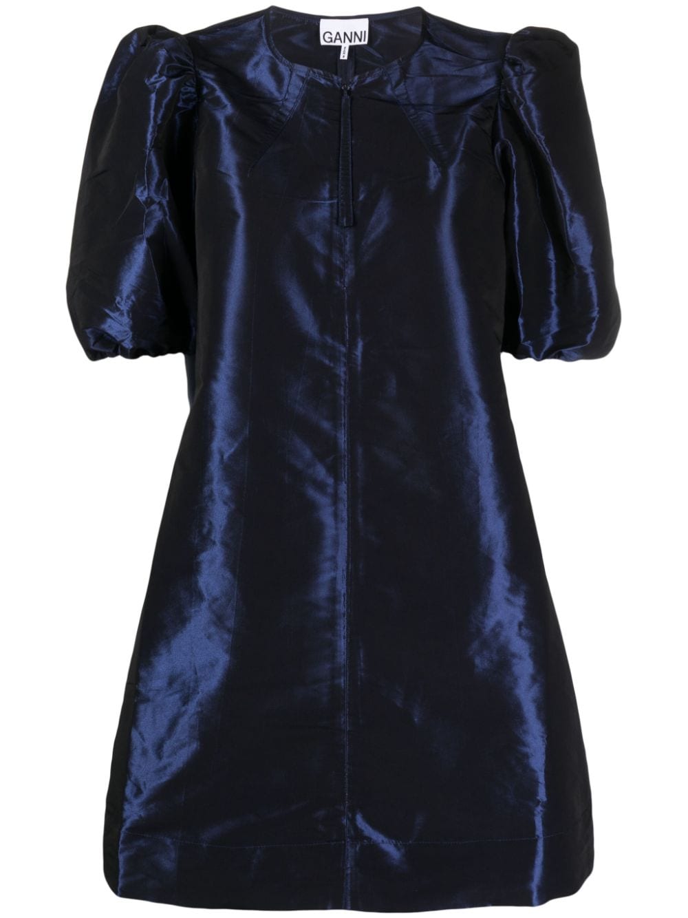GANNI taffeta puff-sleeves minidress - Blue von GANNI