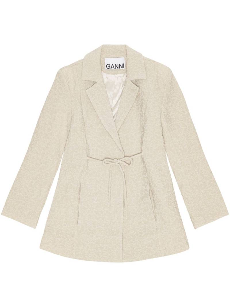 GANNI tie-fastening textured blazer - Neutrals von GANNI