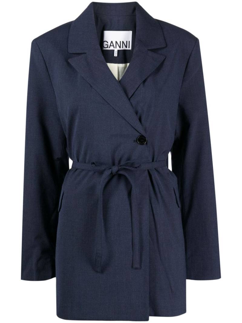 GANNI tie-waist jacket - Blue von GANNI