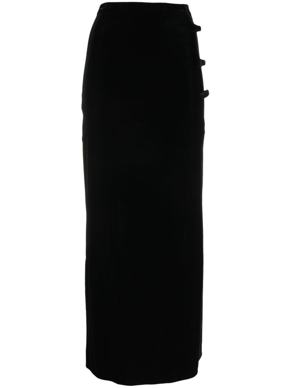 GANNI velvet bow-embellished maxi skirt - Black von GANNI