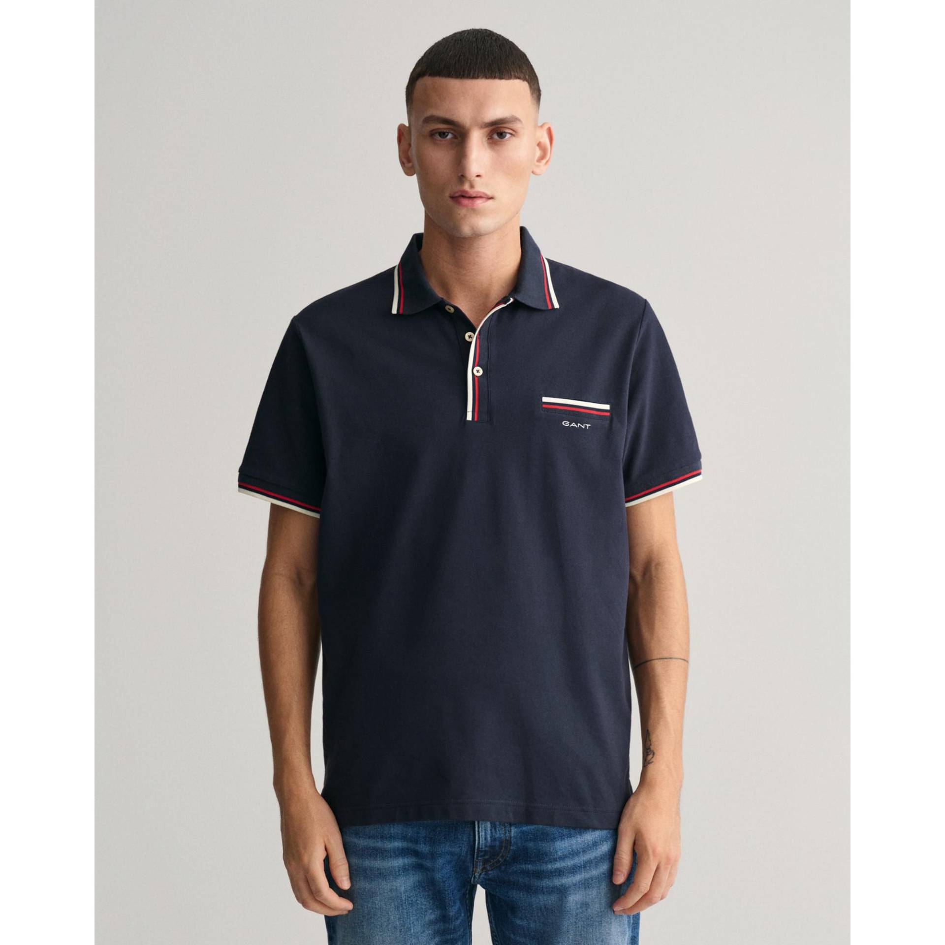 Gant - Poloshirt, kurzarm, für Herren, Marine, Größe L von Gant