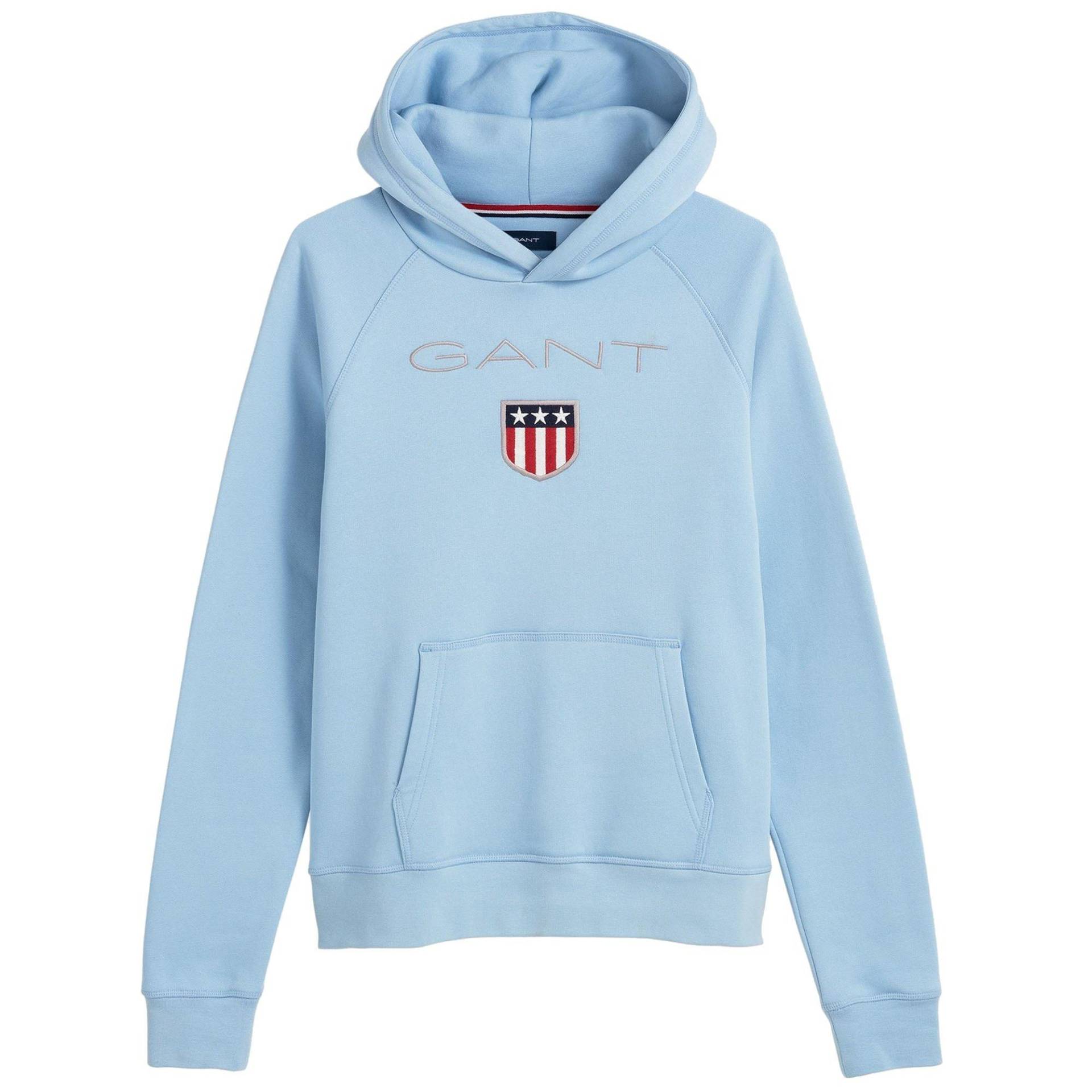 Gant - Sweatshirt  Bequem sitzend-Shield Hoodie, 170, Hellblau von Gant