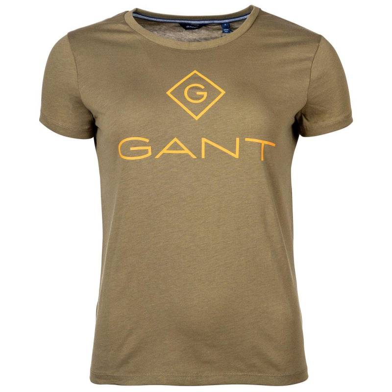 Gant - T-Shirt  Bequem sitzend-D1 Color Lock Up T-Shirt, für Damen, Grün, Größe XS von Gant