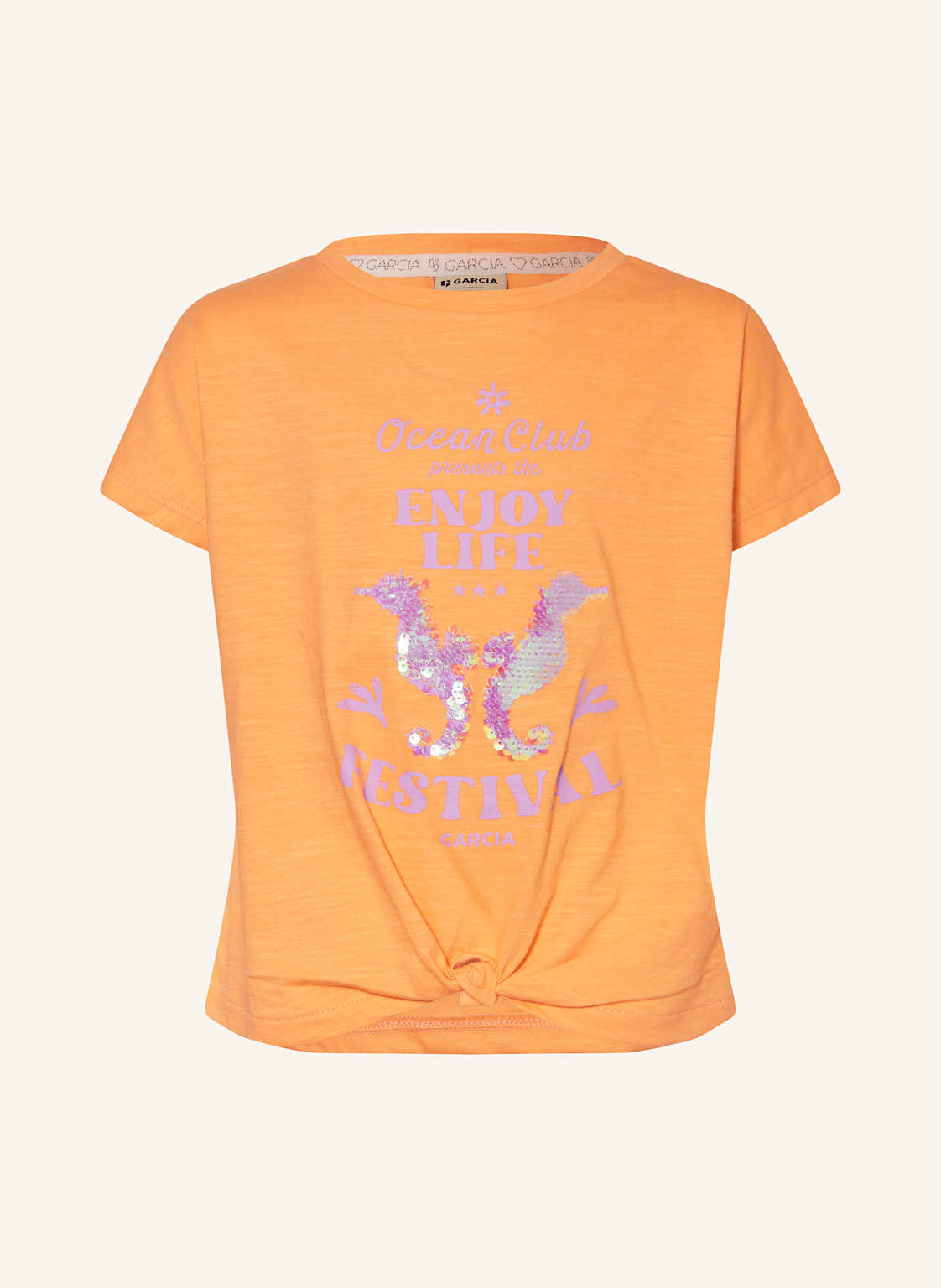 Garcia T-Shirt Mit Pailletten orange von GARCIA