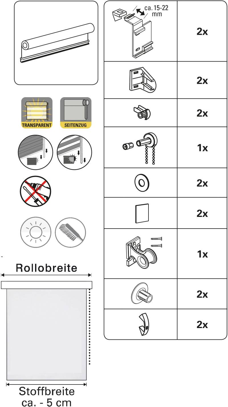 GARDINIA Doppelrollo »Easyfix«, halbtransparent, Sichtschutz, mit Bohren/ohne Bohren, freihängend, segmentweise gewebter Stoff von GARDINIA