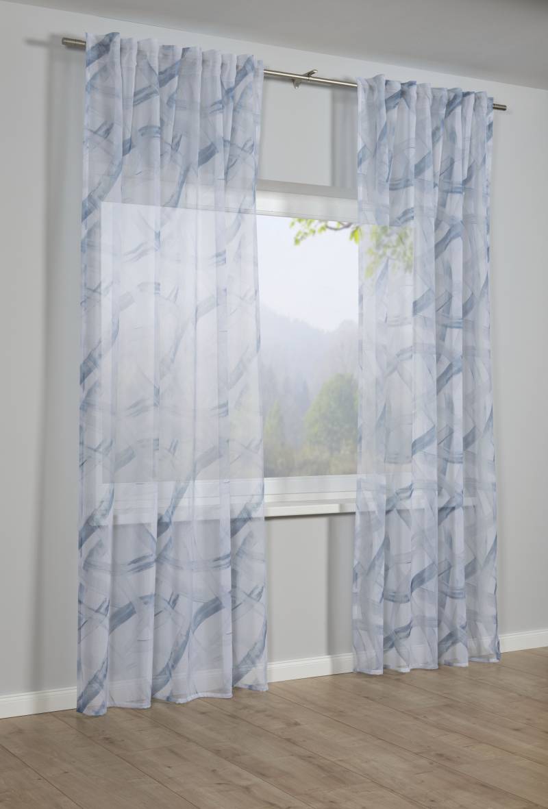 GARDINIA Gardine »Schal mit Gardinenband Dolly Voile mit Druck«, (1 St.), Stoff Dolly-Voile mit Druck von GARDINIA