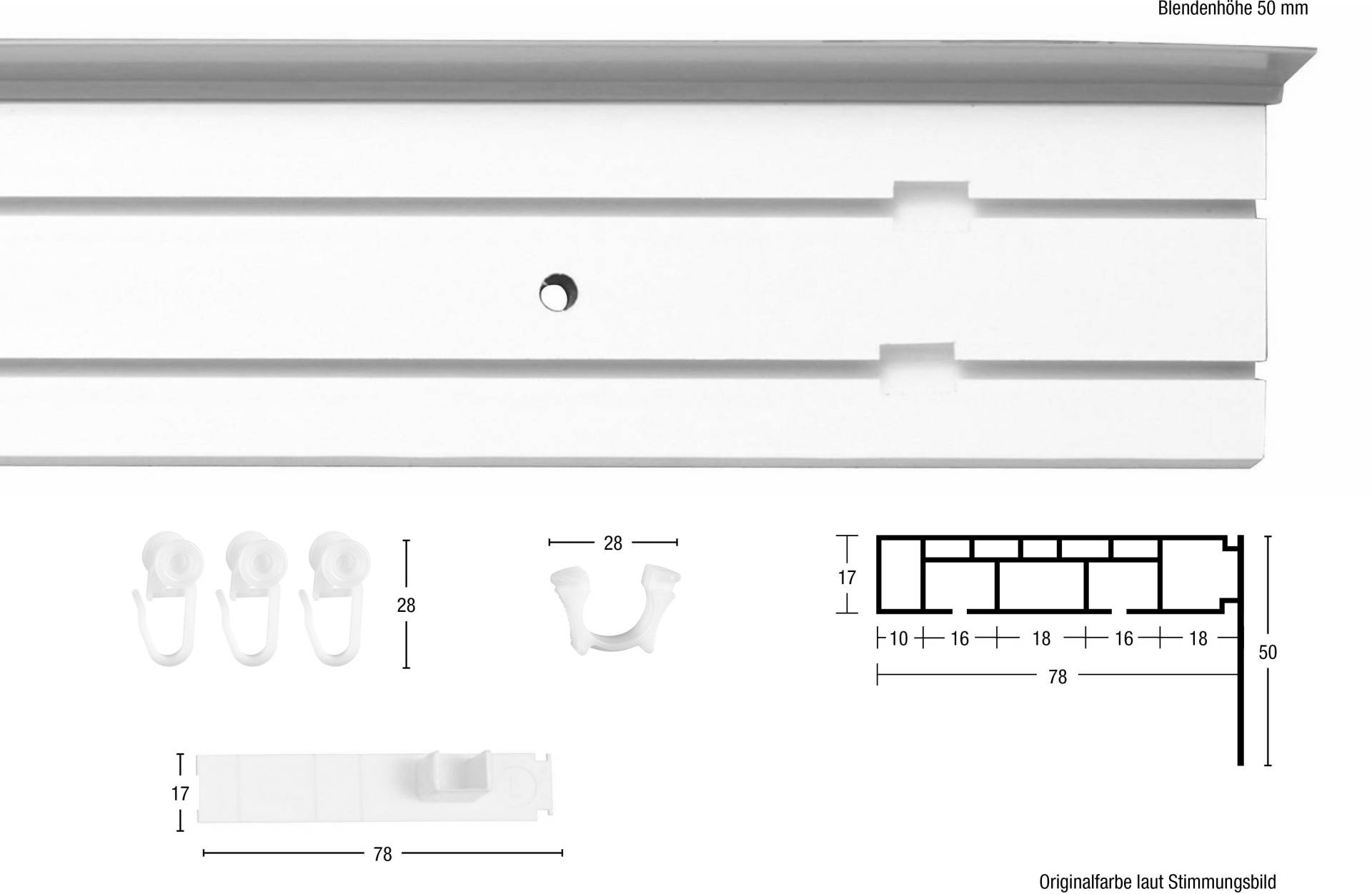 GARESA Gardinenschiene »Kunststoffschiene mit Blende«, 2 läufig-läufig, Wunschmasslänge, Deckenmontage, verlängerbar, einfache Montage, schlicht von GARESA