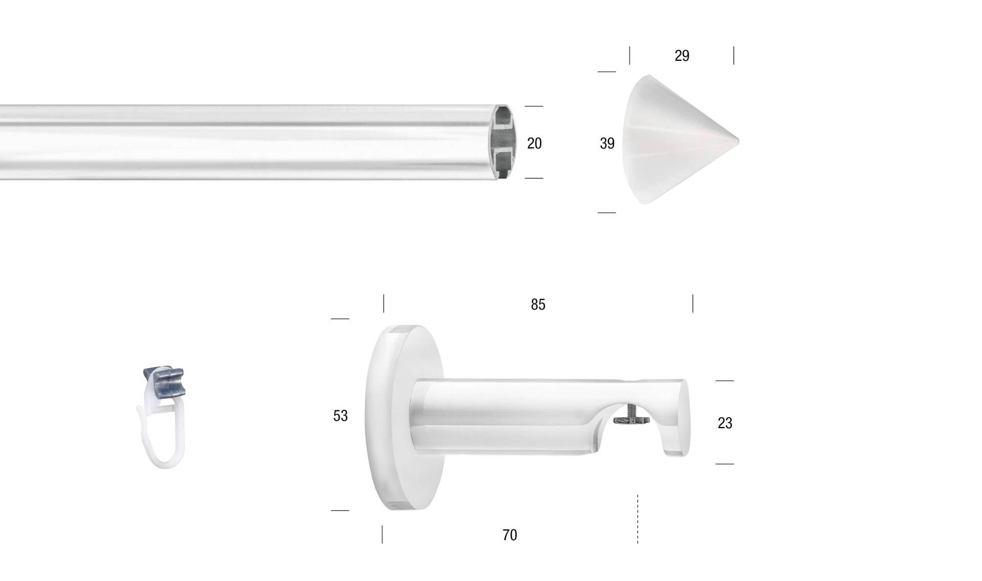 GARESA Gardinenstange »WHITE«, 1 läufig-läufig, Wunschmasslänge, Vorhanggarnitur, Innenlauf, verlängerbar, Wandmontage, Endknopf Spitze von GARESA