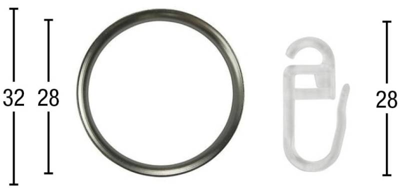 GARESA Gardinenring »Ring mit Haken«, (Set, 20 St., mit Faltenlegehaken), Aluminium von GARESA