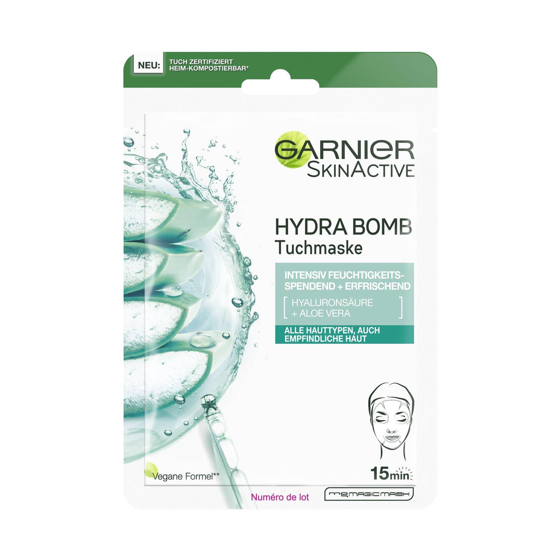 Hydra Bomb Tuchmaske Aloe Vera Für Feuchtigkeitsbedürftige Haut Damen von GARNIER SKIN ACTIVE