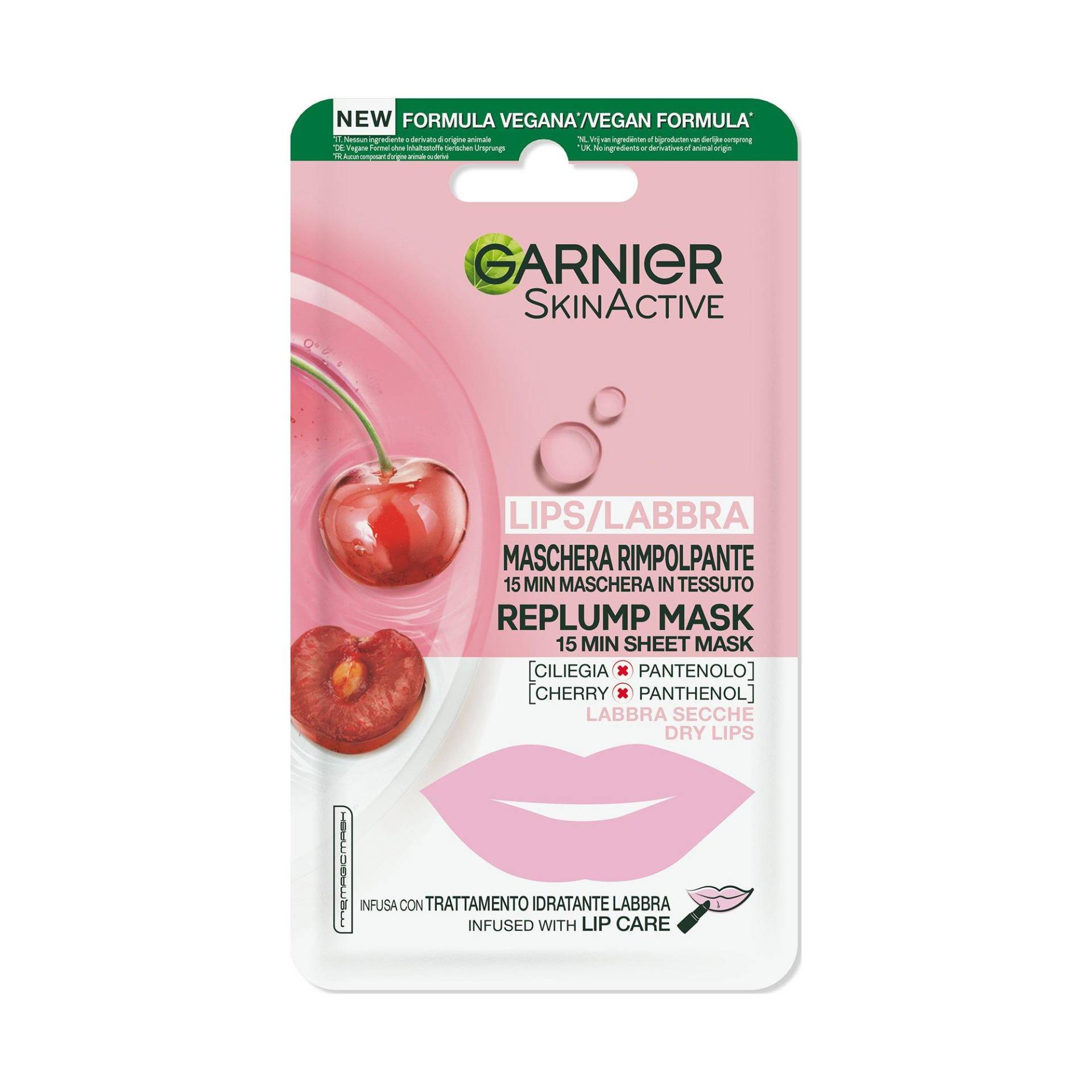 Lippentuchmaske Mit Kirsche & Panthenolskinactive Lippentuchmaske Cherry Damen  5g von GARNIER SKIN ACTIVE