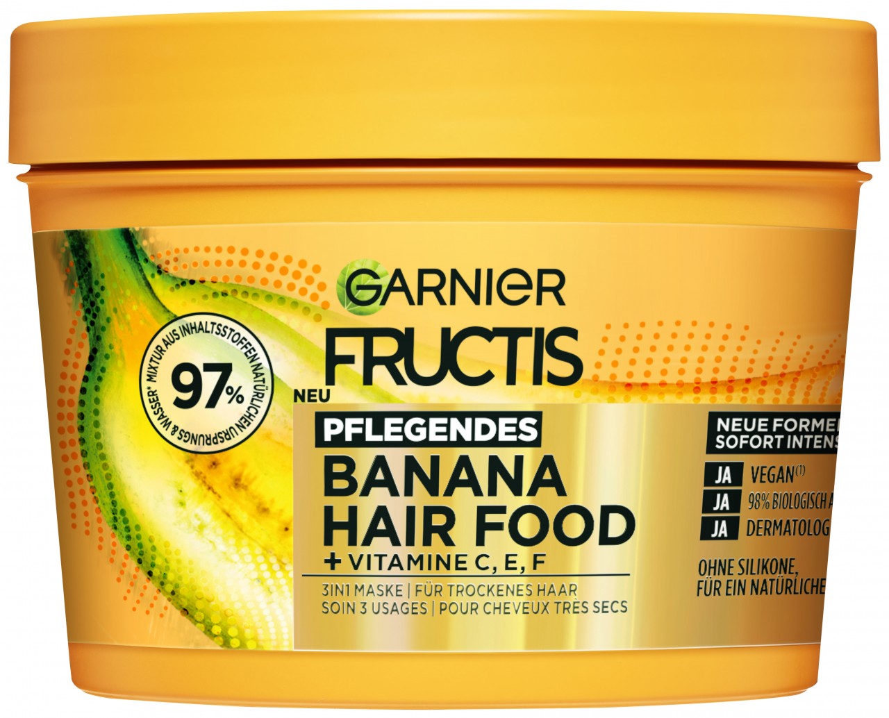 Fructis - Pflegendes Banana Hair Food 3in1 Maske für trockenes Haar von GARNIER