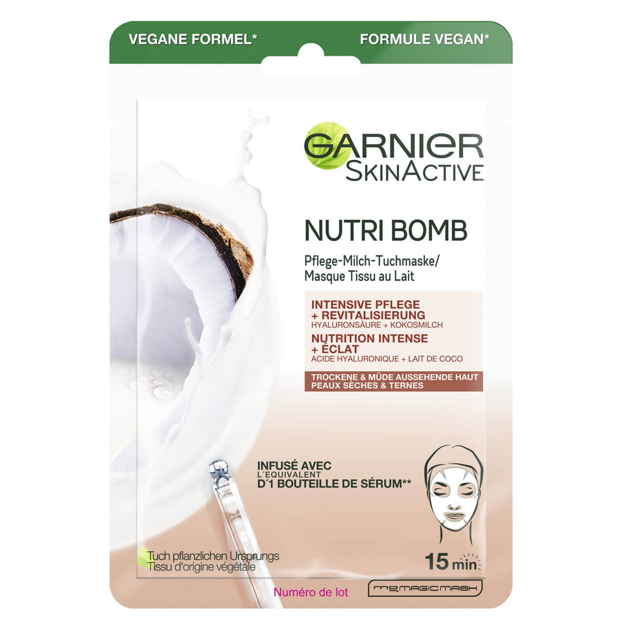 Skinactive Face - Nutri Bomb Pflege-Milch-Tuchmaske Kokosmilch von GARNIER