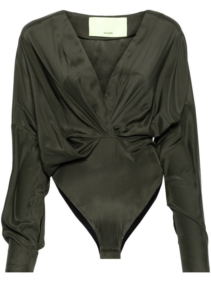 GAUGE81 Nabi drapped silk bodysuit - Green von GAUGE81