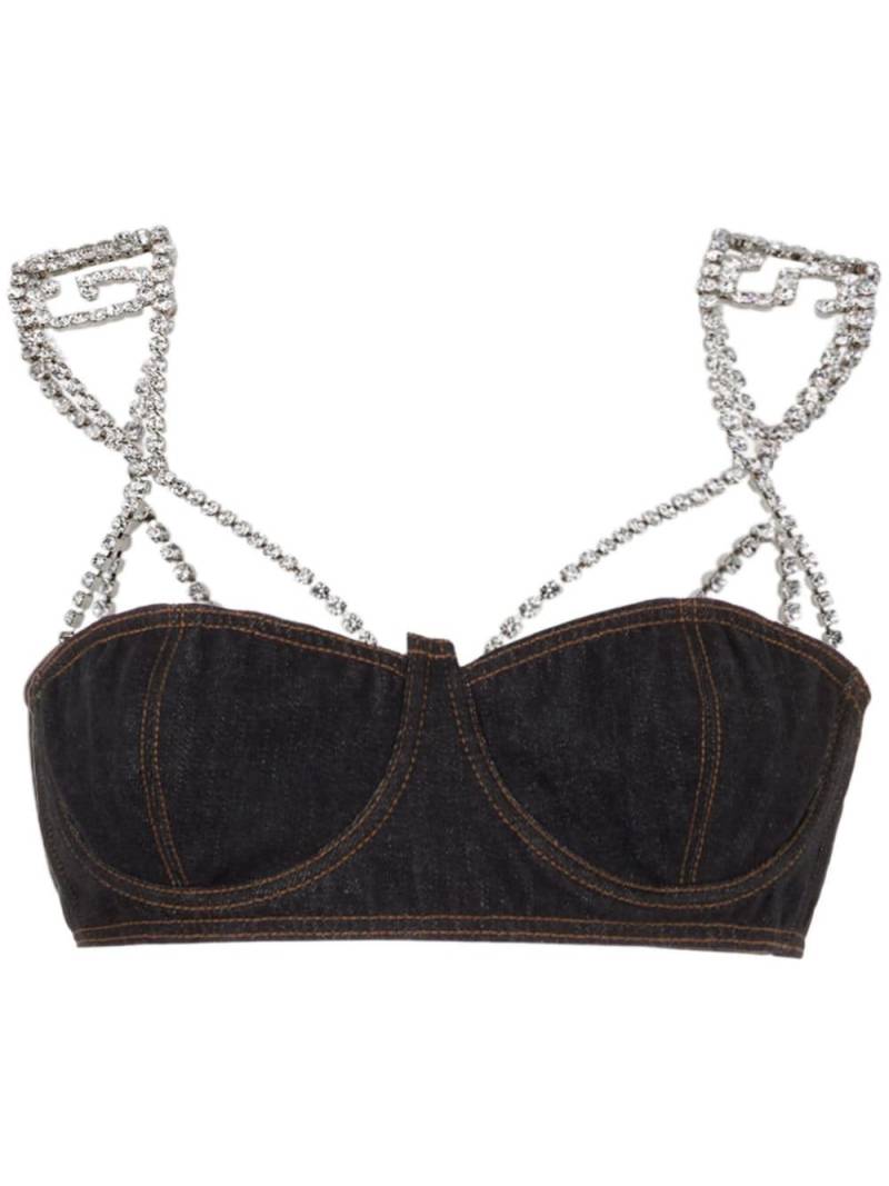 GCDS Chocker denim bra - Black von GCDS