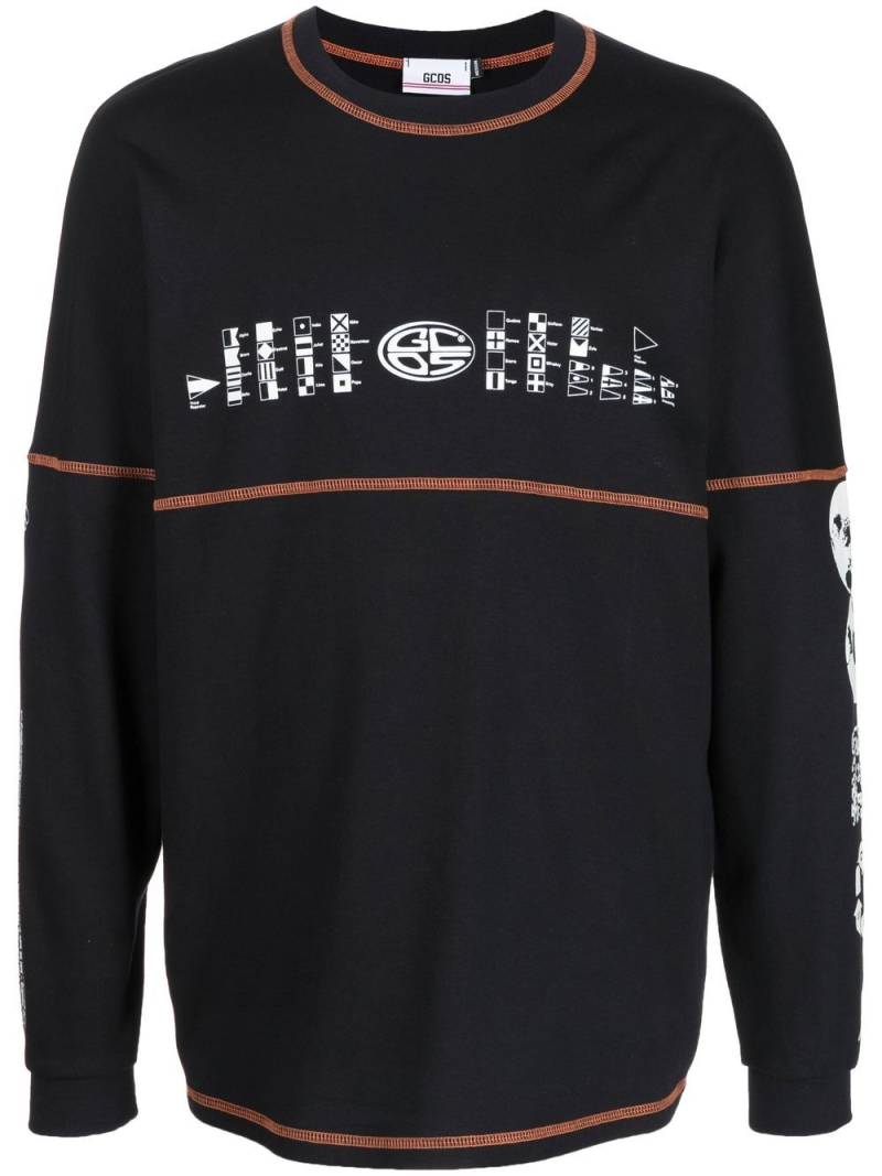 GCDS Universal Flag long-sleeve T-shirt - Black von GCDS