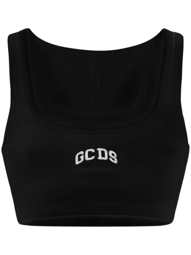 GCDS logo-embroidered cropped top - Black von GCDS