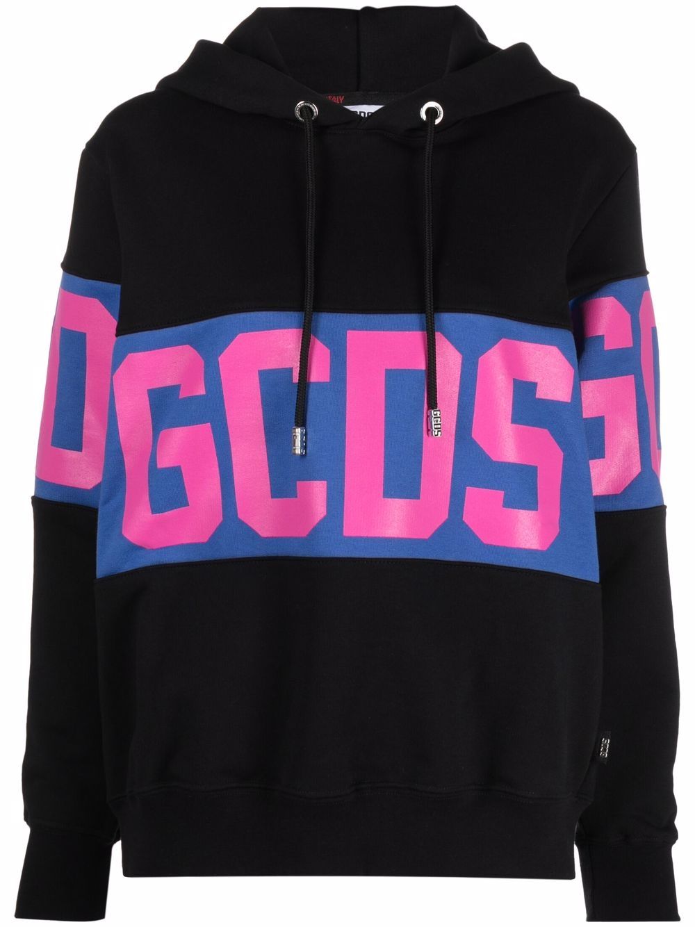 GCDS logo-print cotton hoodie - Black von GCDS