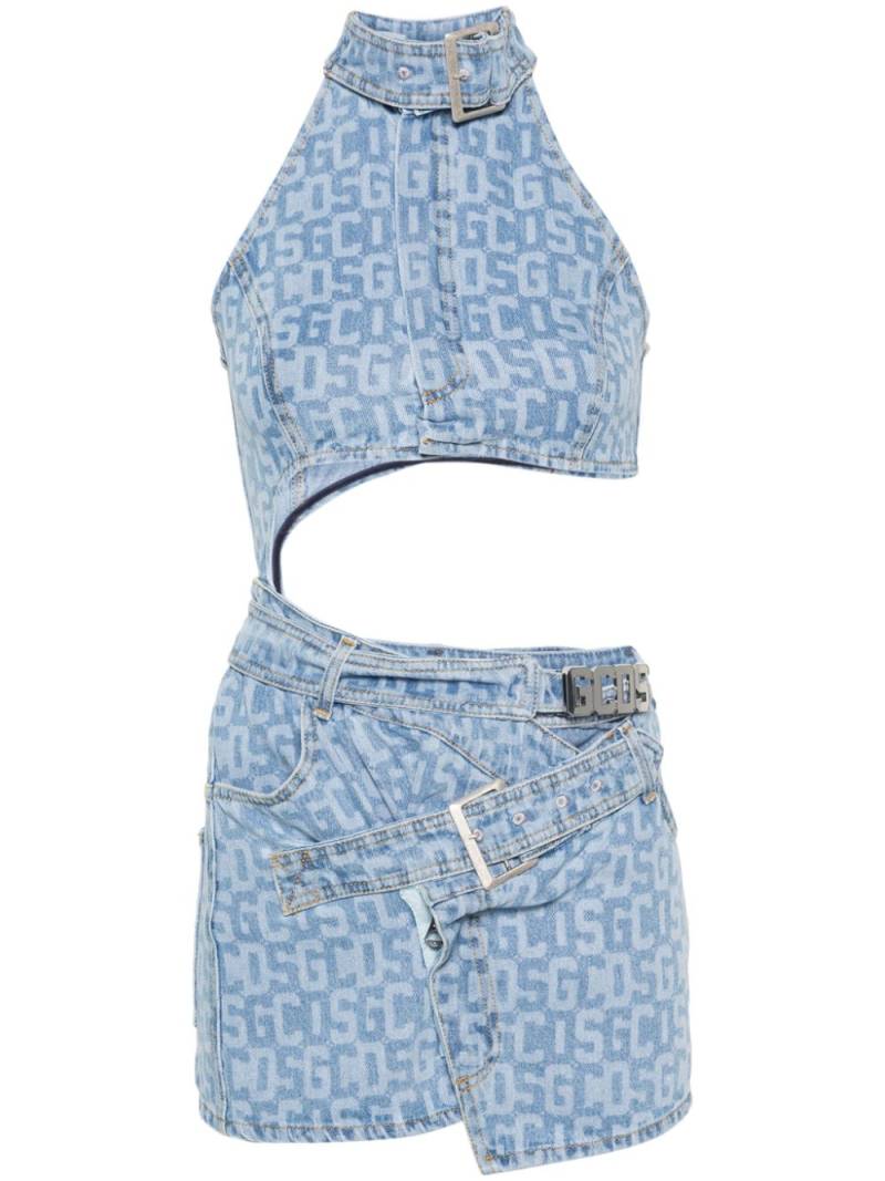 GCDS logo-print denim dress - Blue von GCDS