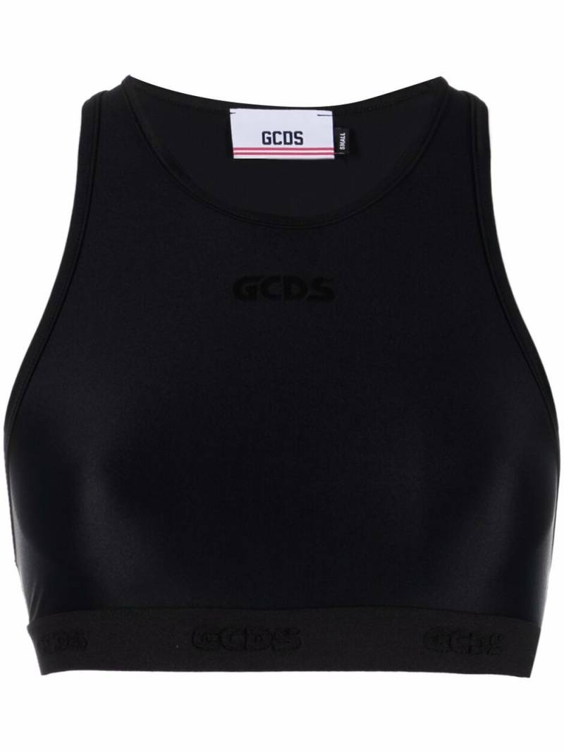 GCDS logo-print racerback sports bra - Black von GCDS