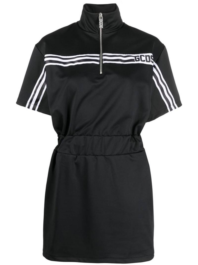 GCDS striped funnel-neck dress - Black von GCDS