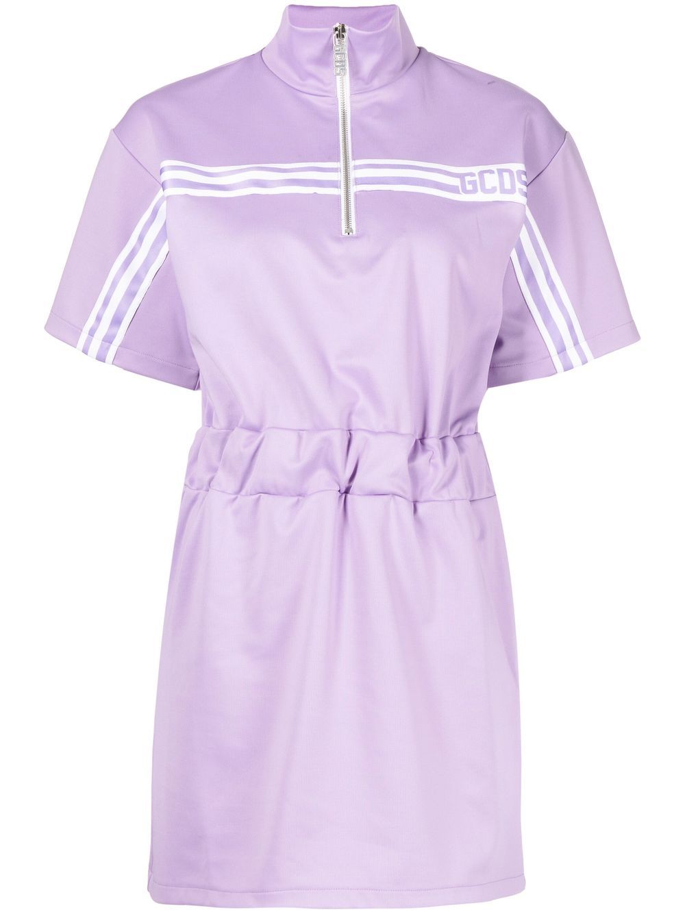 GCDS striped funnel-neck dress - Purple von GCDS