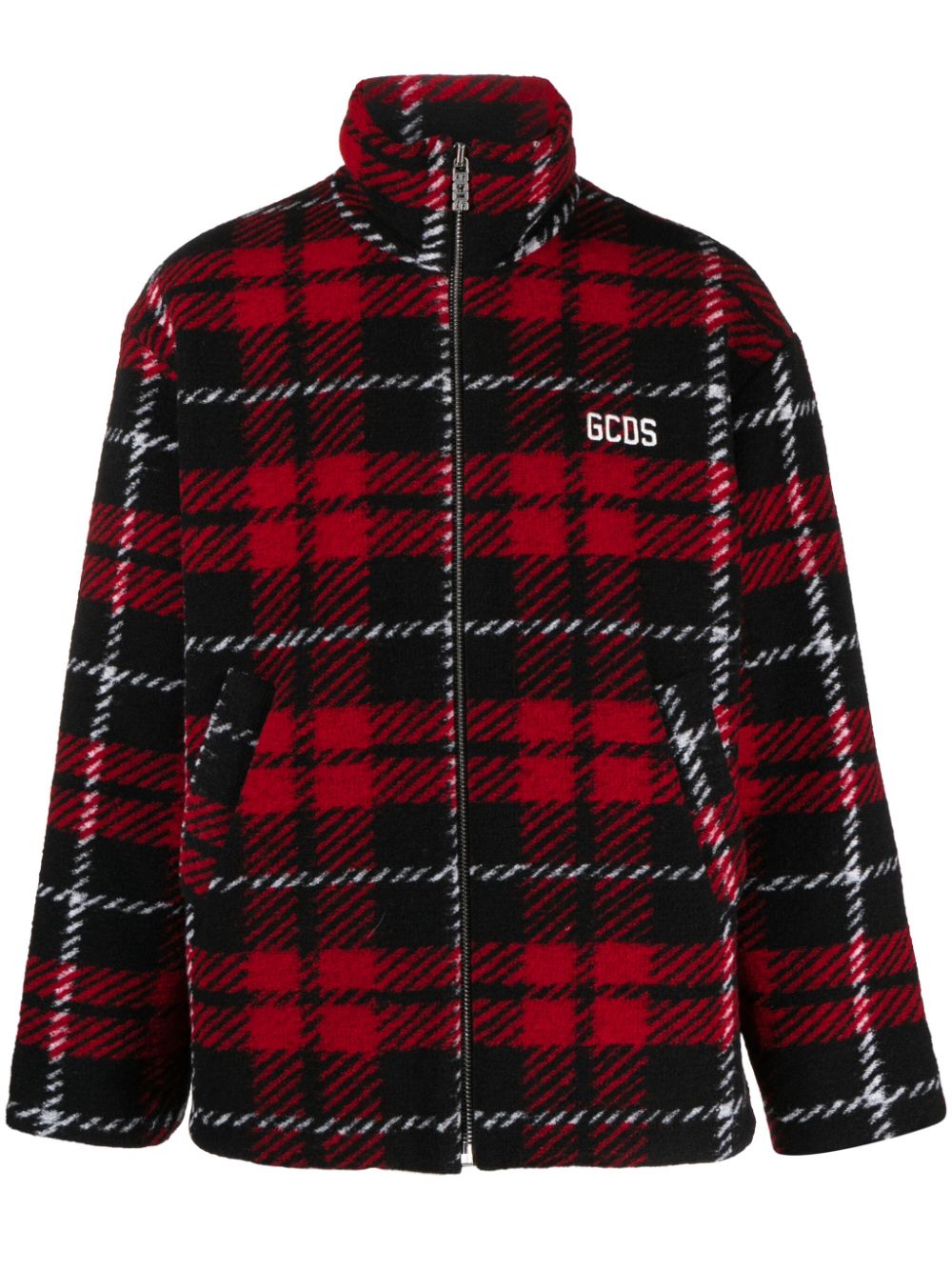 GCDS tartan-check zip-up bomber jacket - Red von GCDS