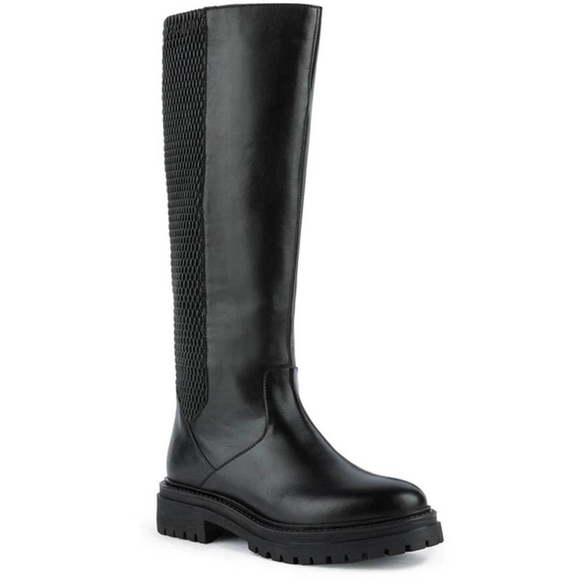 Kniehohe Stiefel D Iridea J, Leder Damen Schwarz 38 von GEOX