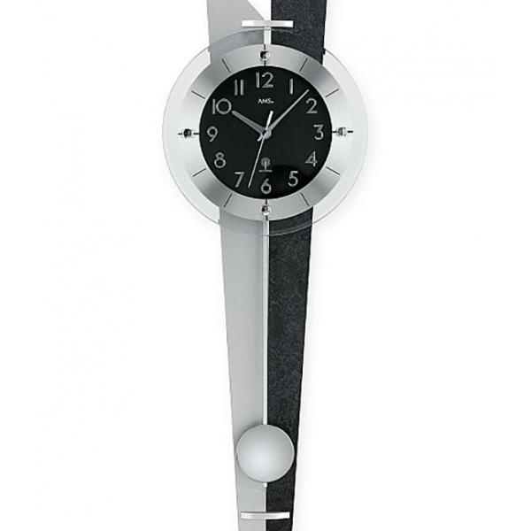 AMS Pendeluhr, Funk Wanduhr, schwarz, Rückwand grau+schwarz AMS Pendeluhr, Funk Wanduhr, schwarz, Rückwand grau+schwarz von GERMAN CLOCKS