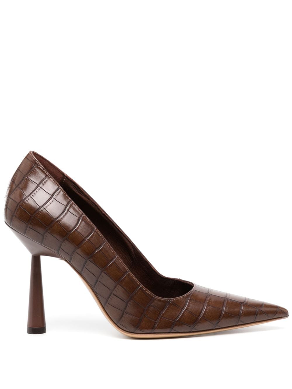 GIABORGHINI Balantine 100mm crocodile-effect pumps - Brown von GIABORGHINI