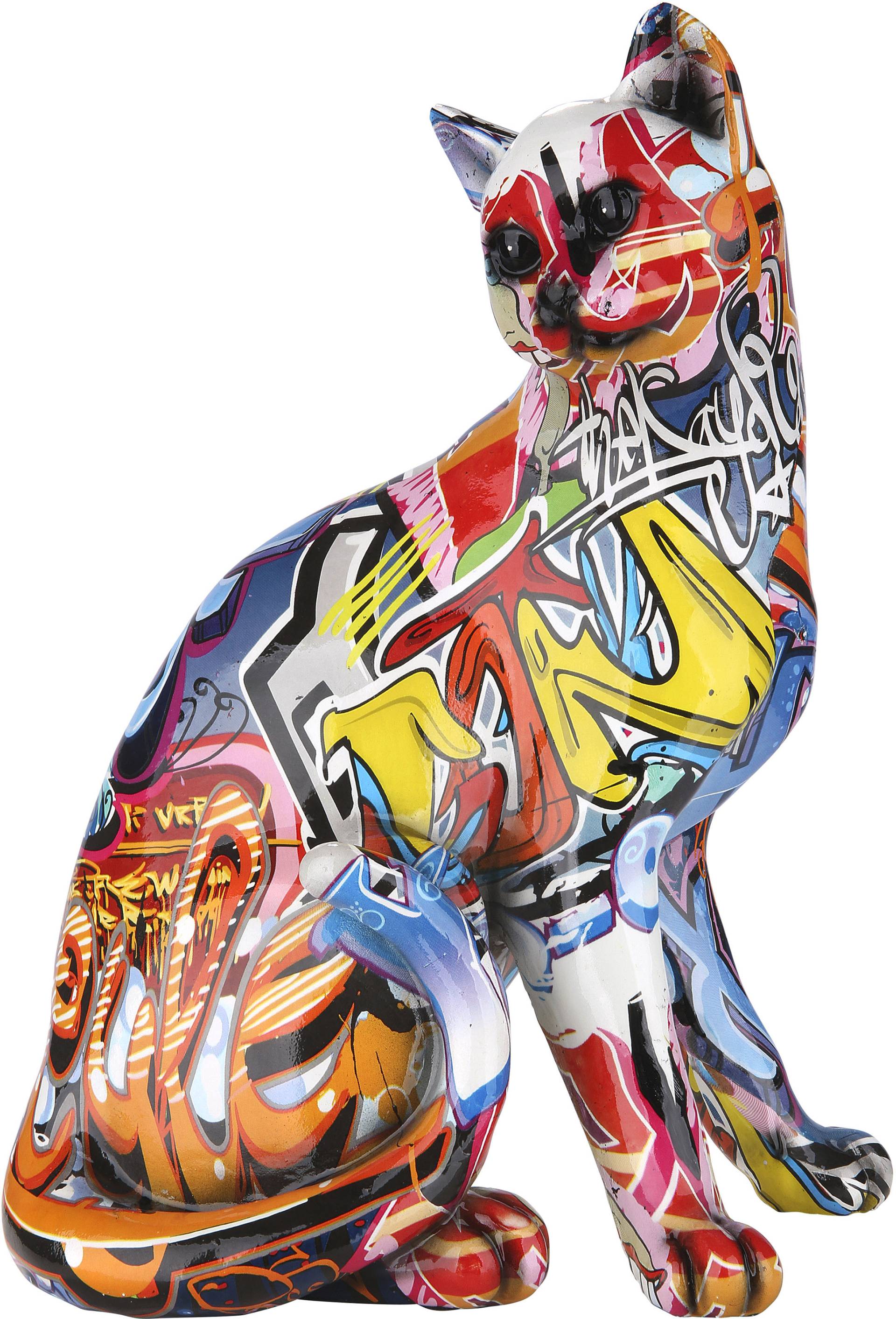 GILDE Dekofigur »Figur Pop Art Katze«, Dekoobjekt, Tierfigur, Höhe 29 cm, Wohnzimmer von Gilde